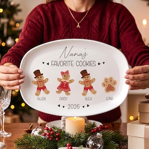 Grandma's Favorite Cookies Plate, Personalized Gingerbread Christmas Platter, Family Platter, Grandma Plate, Grandma Gift, Cookie Plate