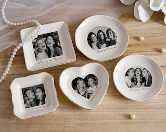 Bandeja personalizada para joyas con foto, bandeja para anillos de mejor amiga, bandeja para baratijas para mejor amiga, regalos para mejor amiga, propuesta para dama de honor