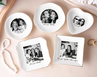 Bandeja para joyas personalizada con foto, bandeja para baratijas para la mejor amiga, bandeja para anillos de la mejor amiga, regalos para la mejor amiga, propuesta para dama de honor, regalo para mamá