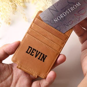 Personalized Leather Money Clip Wallet, Leather Card Holder, Men Wallet, Minimalist Wallet, Money Holder, Gift For Him, Birthday Gift