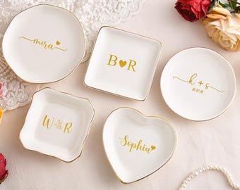 Personlig födelseblomma prydnadsskål, akvarell blomma förlovningsring skål, födelsedagssmyckes skål, brudtärnepresent, present till henne