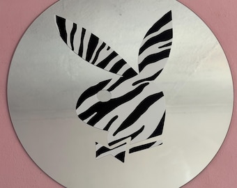Playboy 38cm Y2K  Mirror –  Zebra print decor, 2000s McBling Selfie, Retro Room