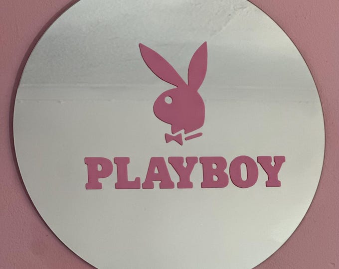 Playboy 38cm Y2K Decor logo Mirror – Pink Round , 2000s McBling , Retro Room
