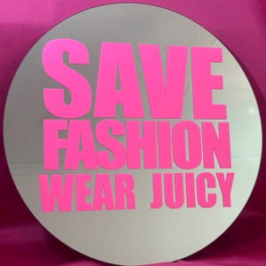 Y2K 38cm Juicy Logo Pink Mirror, McBling Baddie,  ,2000s Fashion,  , Girly Wall Decor