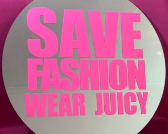 Y2K 38cm Juicy Logo Pink Mirror, McBling Baddie,  ,2000s Fashion,  , Girly Wall Decor
