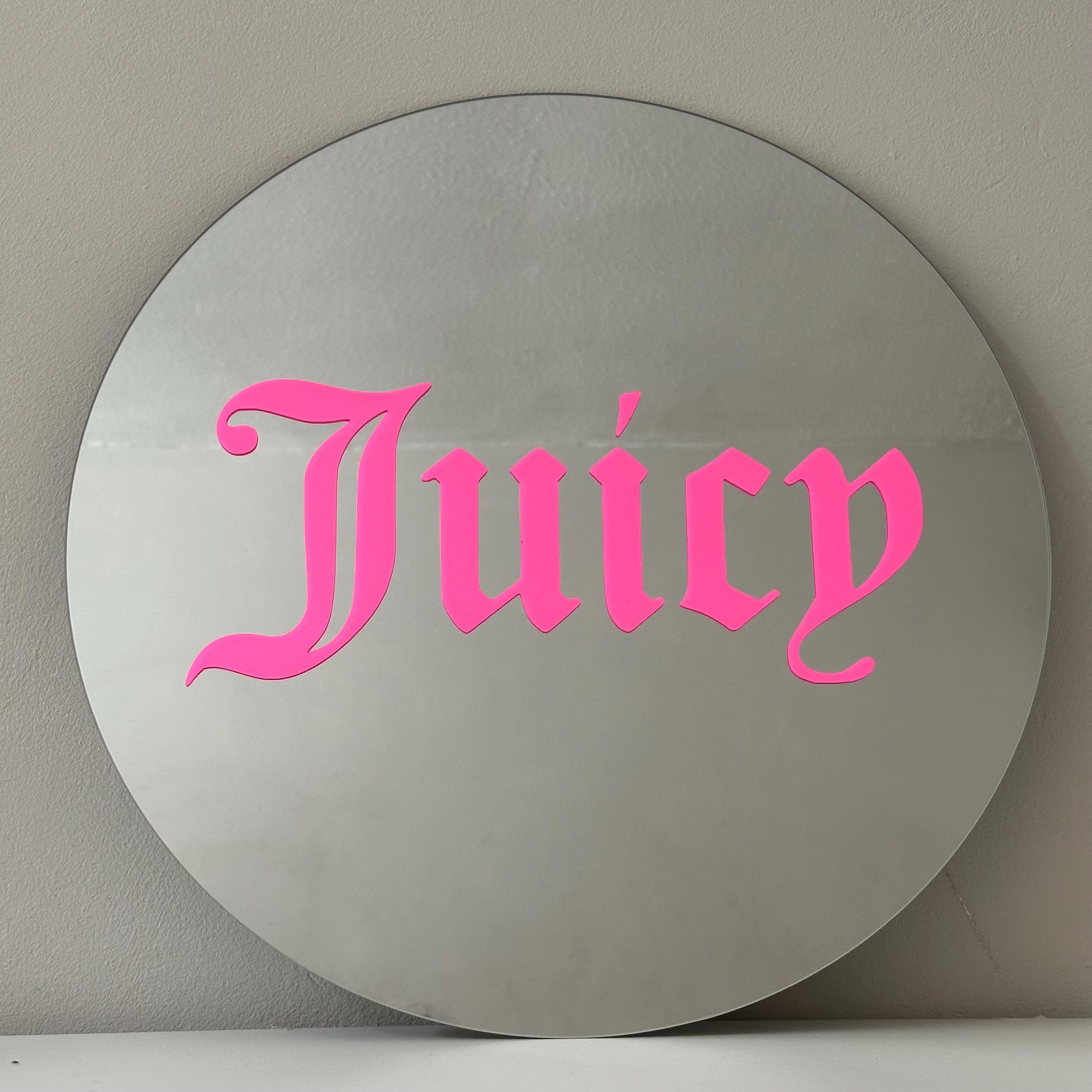 Y2K Juicy Couture 38cm Logo Pink Mirror, Mcbling Baddie, ,2000s 