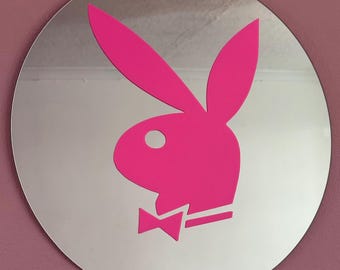 Playboy 38cm Y2K Decor logo Mirror –hot  Pink Round , 2000s McBling , Retro Room