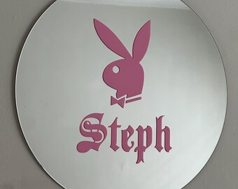 38cm Playboy bunny , Pink Custom name Y2K art decor selfie Mirror