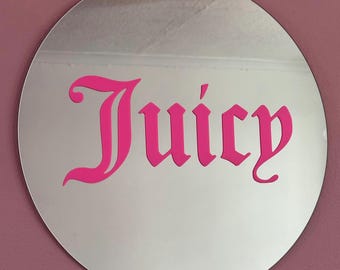 Y2K Juicy couture 38cm Logo Pink Mirror, McBling Baddie,  ,2000s Fashion,  , Girly Wall Decor