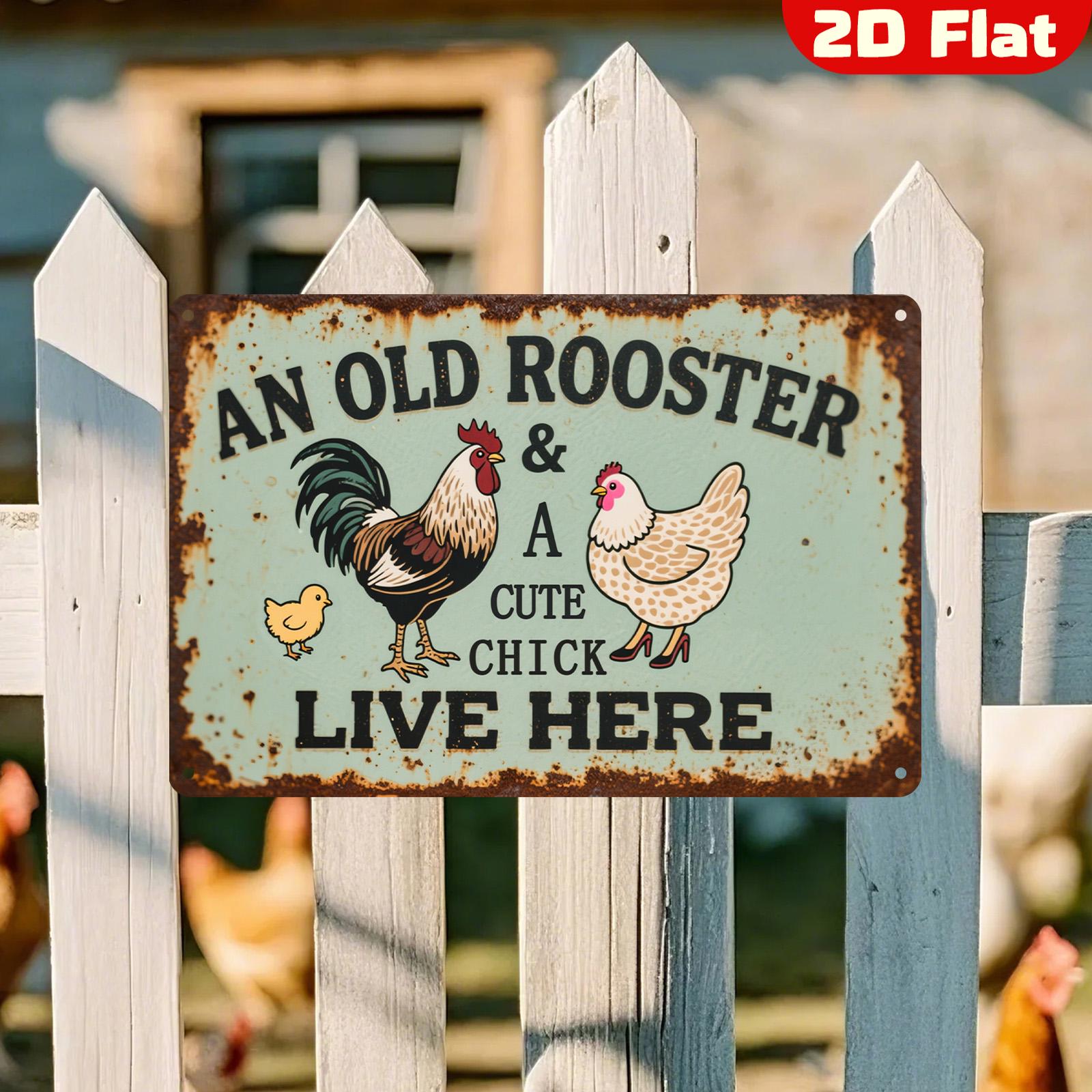 Vintage Chicken Wall Sign - 8x12 Inch Metal Farmhouse Decor With "Live Like The Gate Forgot To Close" Quote - View #7