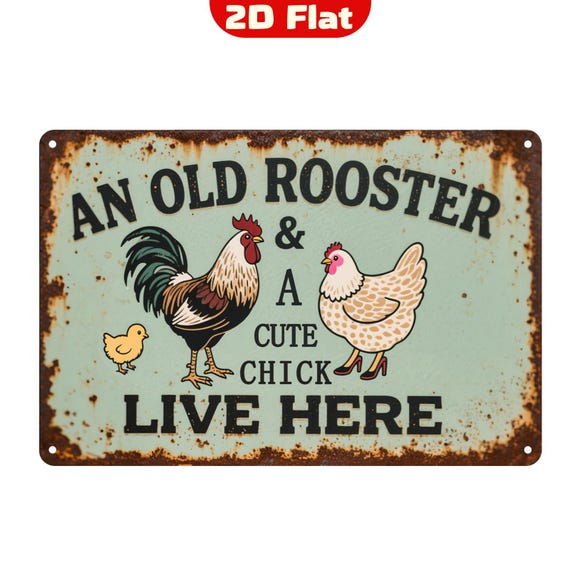 Vintage Chicken Wall Sign - 8x12 Inch Metal Farmhouse Decor With "Live Like The Gate Forgot To Close" Quote - View #5