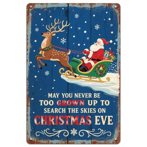 Vintage Christmas Metal Wall Art: Santa&#39;s Reindeer Sleigh Holiday Decor