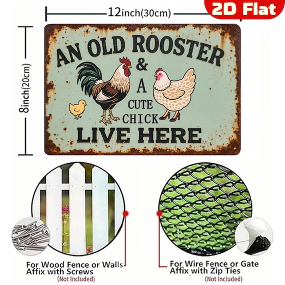 Vintage Chicken Wall Sign - 8x12 Inch Metal Farmhouse Decor With "Live Like The Gate Forgot To Close" Quote - View #9