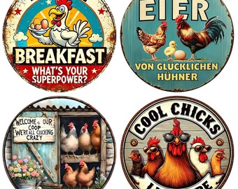 Beljeley Vintage Farmhouse Chicken Metal Sign - 'Cluck Around And Find Out' Rustic Kitchen Wall Decor