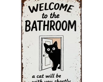 Funny Cat Metal Tin Signs Set - 6Pcs, 5x10 Inches, Vintage Bathroom Wall Decor For Restroom, Kitchen, Or Office