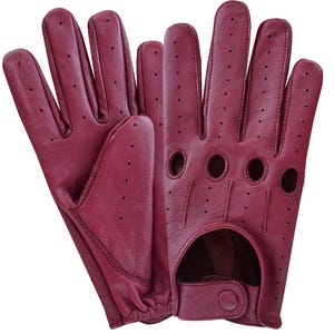 Leather Driving Gloves: Nappa Leather, Full Finger, Adjustable Wrist