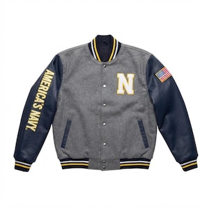 US Navy Mens Wool Varsity Jacket: Military Embroidered Jacket
