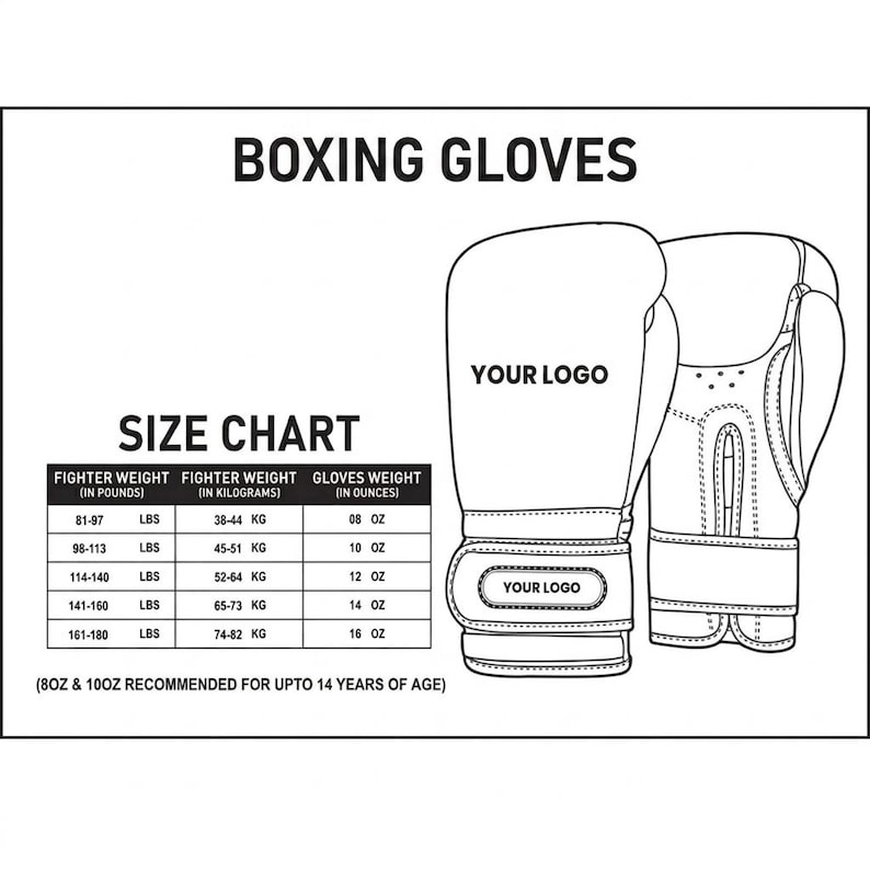 Sizechart for leather boxing gloves