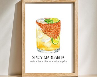 Przepis na pikantną margaritę | Minimalistyczna sztuka koktajlowa | Wystrój baru kuchennego (do pobrania w wersji cyfrowej)