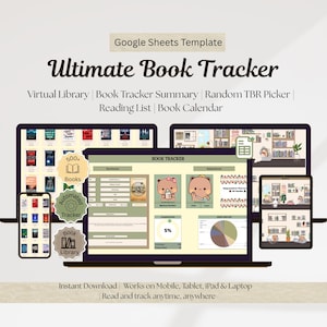 Ultimat bokspårare: Digital läsdagbok, virtuellt bibliotek (Google Sheets-mall)