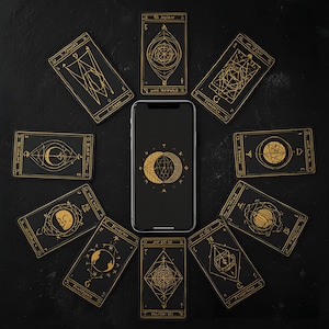 Mystical Tarot Phone Wallpapers | Luxury Witchy Moon Phases & Affirmations | Instant Download