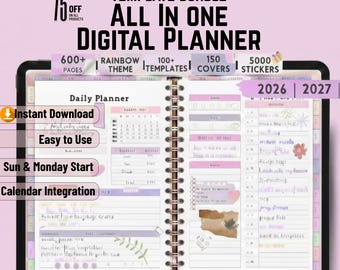 All-In-One Digital Planner 2025-2027, GoodNotes Compatible (Digital Download)