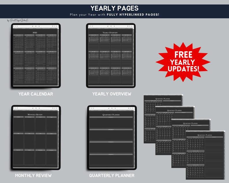 All-in-One Dark Mode Digital Planner (2026-2028), Goodnotes Template image 3