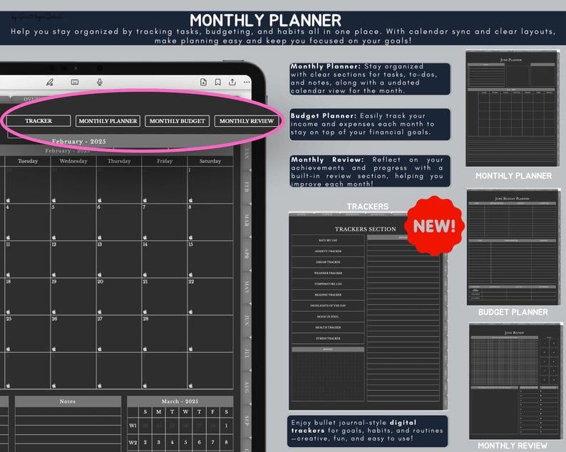 All-in-One Dark Mode Digital Planner (2026-2028), Goodnotes Template image 6