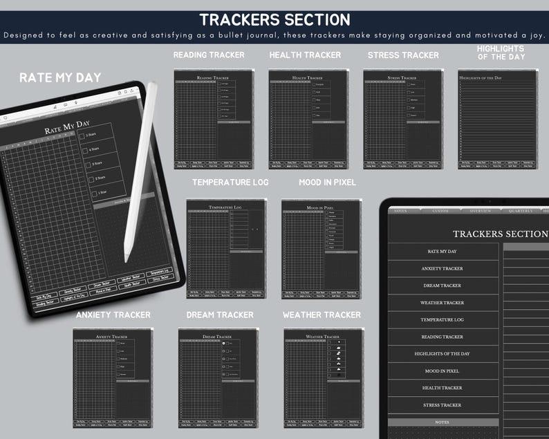 All-in-One Dark Mode Digital Planner (2026-2028), Goodnotes Template image 7