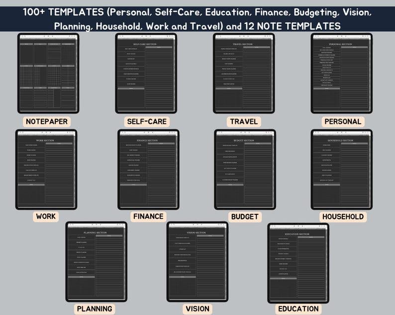 All-in-One Dark Mode Digital Planner (2026-2028), Goodnotes Template image 4