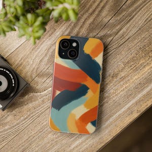 抽象的なブラシ模様のiPhoneケース | iPhone 13～16用カラフルなペイントカバー | 大胆な芸術的なスマホケース