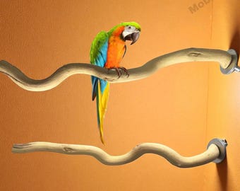 Natural Wooden Parrot Branch Perch | Forked Bird Cage Swing Stand | Hanging Perch Toy for Parrots, Budgies, Cockatiels, Birdcage Accessories