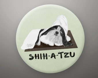 Shih Tzu Fridge Magnet or Button, Dog Birthday Party, Party Favors, Dog Pinback Buttons, Bulk Gifts, Shih Tzu Lover Gift, Groomer Gift