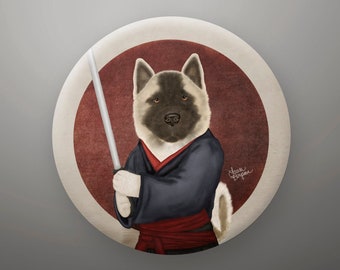 Akita Fridge Magnet or Button, Dog Birthday Party, Party Favors, Dog Pinback Buttons, Bulk Gifts, Dog Lover Gift