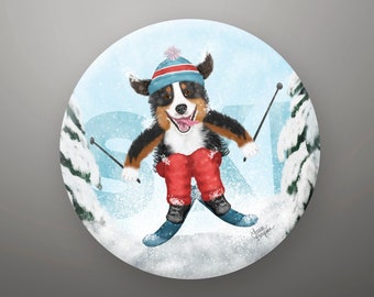 Bernese Mountain Dog Fridge Magnet or Button, Dog Birthday Party, Party Favors, Dog Pinback Buttons, Bulk Gifts, Berner Gift