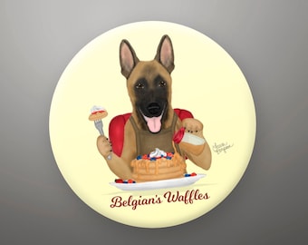 Belgian Malinois Fridge Magnet or Button, Dog Birthday Party, Party Favors, Dog Pinback Buttons, Bulk Gifts, Dog Lover Gift