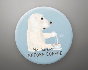 Cream Retriever Fridge Magnet or Button, Dog Birthday Party, Party Favors, Dog Pinback Buttons, Bulk Gifts, Dog Lover Gift