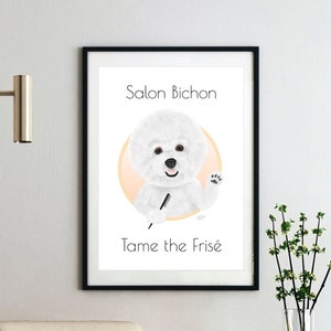 Bichon Art Print, Bichon Frise, Groomer Gift, Bathroom Decor, Hairstylist Gift, Salon Decor, Funny Dog, by Laura Bergsma
