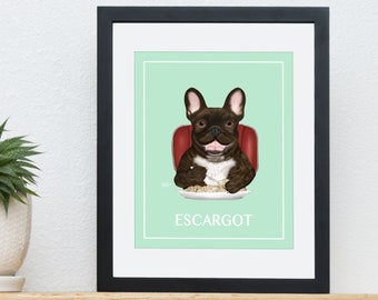 Brindle French Bulldog Art Print, French Bulldog Gifts, Dog Kitchen Artwork, by Laura Bergsma