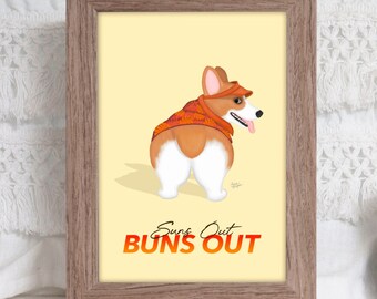 Corgi Art Print, Corgi Butt, Beach House Decor, Pool Decor, Funny Corgi gift, by Laura Bergsma