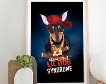 Min Pin Dad, Art Print, Miniature Pinscher, Min Pin Gifts, Funny Dog, by Laura Bergsma