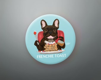 French Bulldog Fridge Magnet or Button, Dog Birthday Party, Birthday Party Favors, Dog Pinback Buttons, Bulk Gifts, Dog Lover Gift