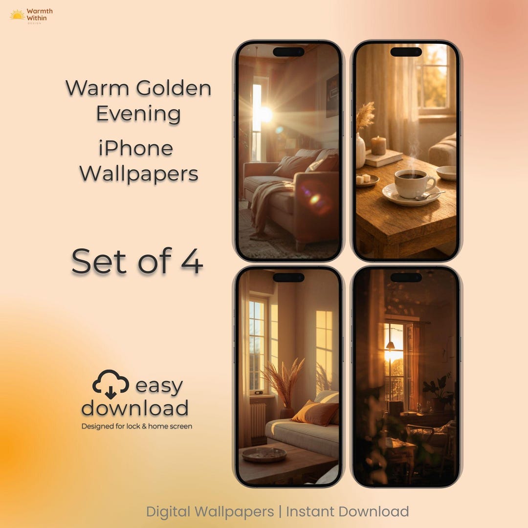 Warm Golden Evening iPhone Wallpapers | Cozy Sunset Home | Neutral