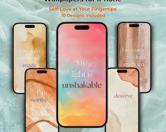 Affirmation iPhone Wallpaper Bundle | Positive Quote Background Digital Download