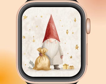 クリスマスノームのApple Watchの文字盤：水彩画のホリデーエルフ（デジタルダウンロード）