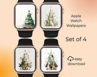 Apple Watchの文字盤 クリスマス犬 – 子犬のデジタル壁紙4枚セット