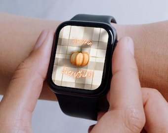 Fondo de pantalla de calabaza para Apple Watch – Descarga digital otoñal / Esfera de reloj de otoño para mujer