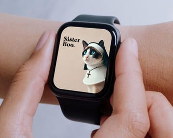 おもしろい修道女猫のApple Watch壁紙 - ハロウィンニャールーウィーン（デジタルダウンロード）