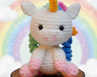 Patrón de unicornio a crochet fácil Muñeca amigurumi PDF para principiantes Tutorial DIY crochet