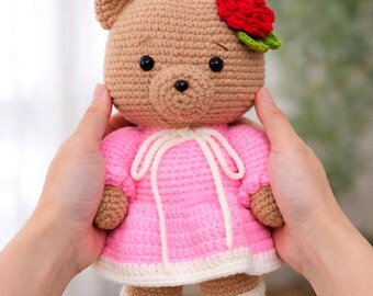 Patrón de crochet para amigurumi de oso abrazable: muñeco para principiantes (PDF) (Juguete DIY)